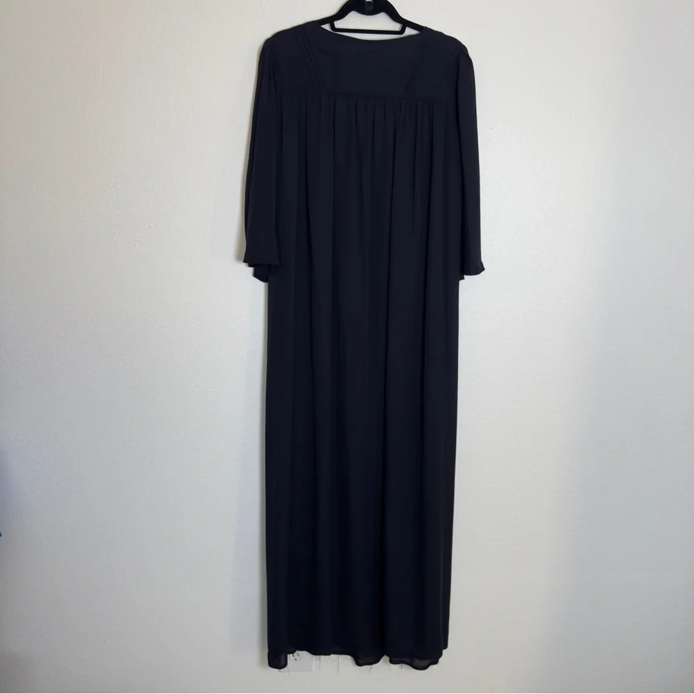 Tory Burch 100%‎ Silk Maxi Dress Navy Size 6 3/4 Length Sleeve